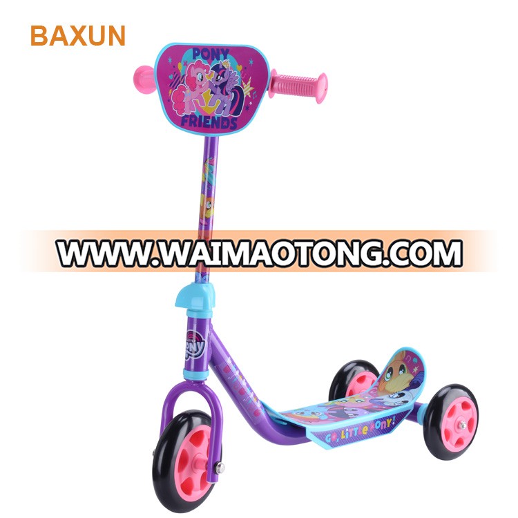 Factory directly price 3 wheel scooter plastic kids scooter with customized hangtag